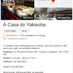 Casa do Yakisoba Google Meu Negócio